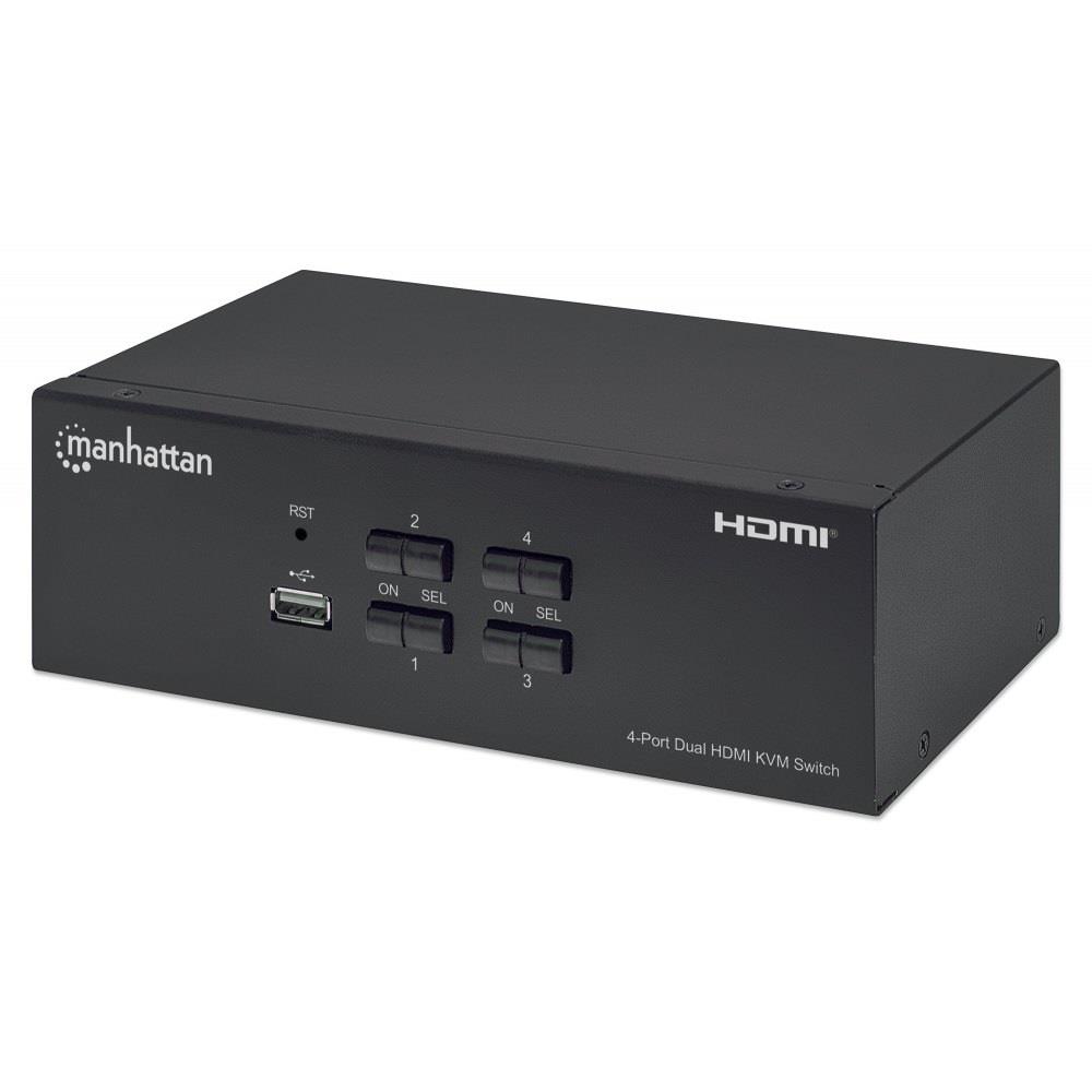 Przełącznik KVM Manhattan HDMI / USB 4x1 Dual-Monitor Video 4K*30Hz 0766623153539  - Incom Group
