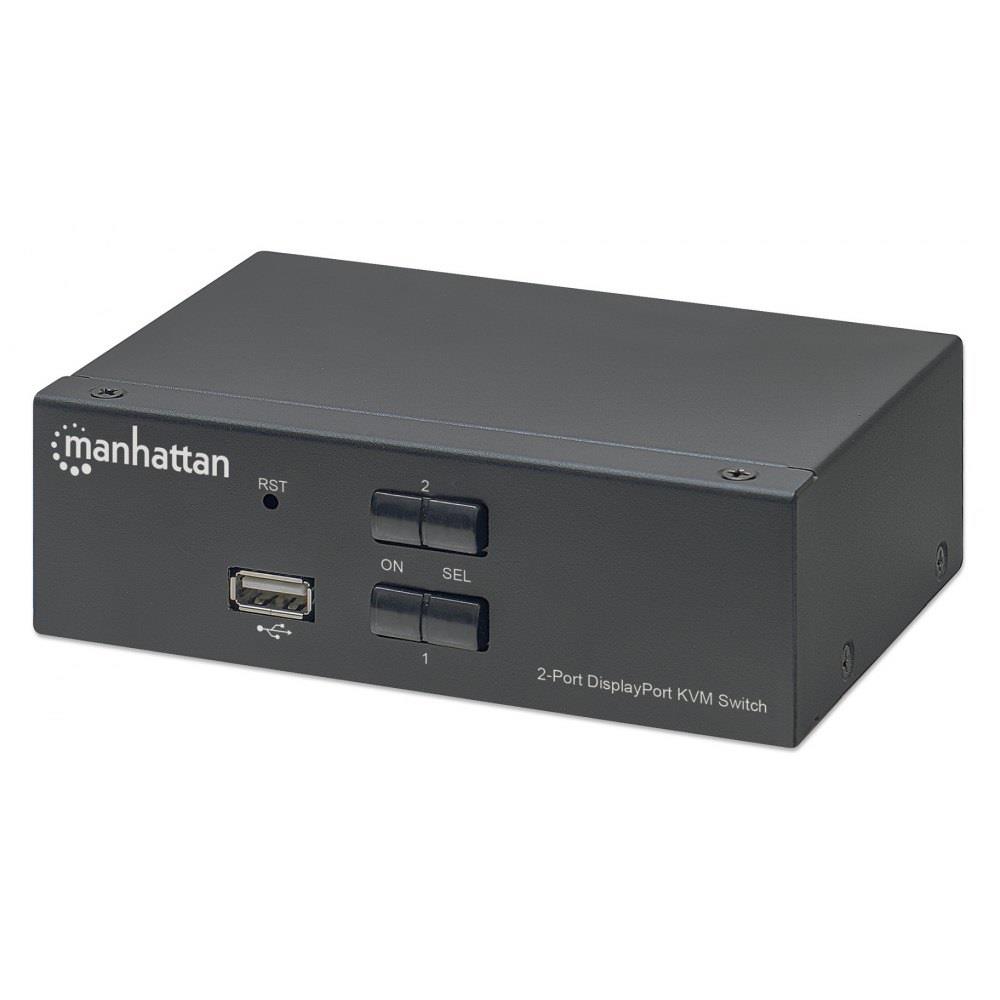 0766623153546 Przełącznik KVM Manhattan DisplayPort / USB 2x1 4K*60Hz  - Incom Group
