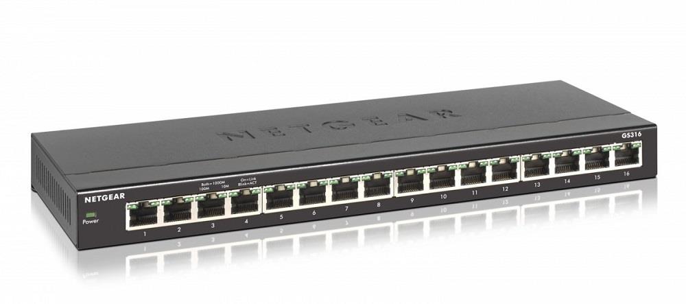 0606449113136  - Incom Group
 Switch niezarządzalny Netgear GS316-100PES 16x 10/100/1000Mb/s Desktop/Rack Switch Metal