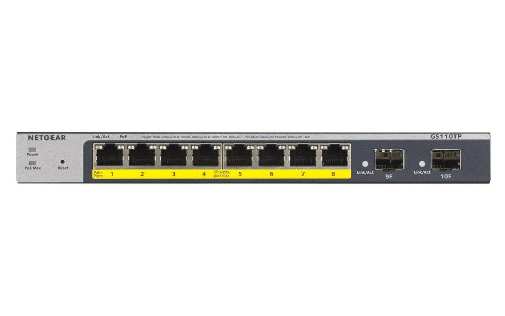 0606449137644 Switch zarządzalny Netgear GS110TP 8x10/100/1000 RJ45 PoE 2xSFP Smart Managed  - Incom Group
