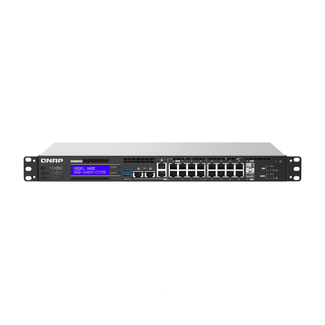 4713213517857 Switch zarządzalny QNAP QGD-1602P-C3558-8G NAS, ADRA,PoE++, 8x 2,5 GbE, 8x 1GbE, 2x SFP+  - Incom Group
