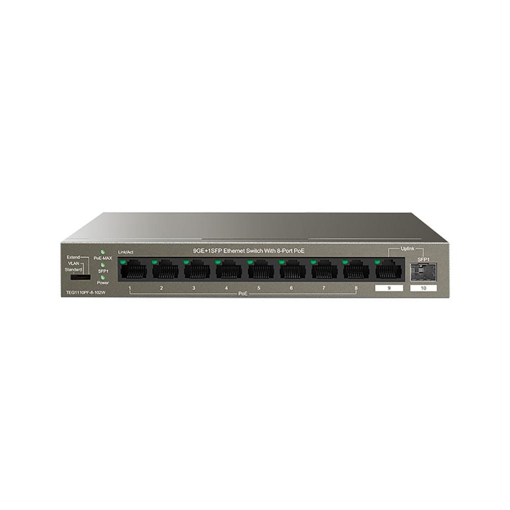 6932849436204 Switch niezarządzalny Tenda TEG1110PF-8-102W  8-port 1GbE PoE 102W  - Incom Group
