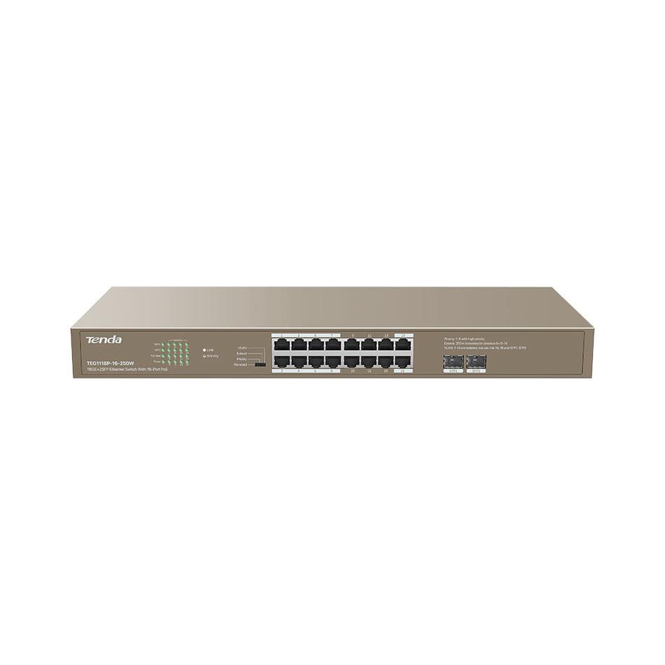 Switch niezarządzalny Tenda TEG1118P-16-250W  16-port 1GbE PoE 250W  - Incom Group
 6932849431865