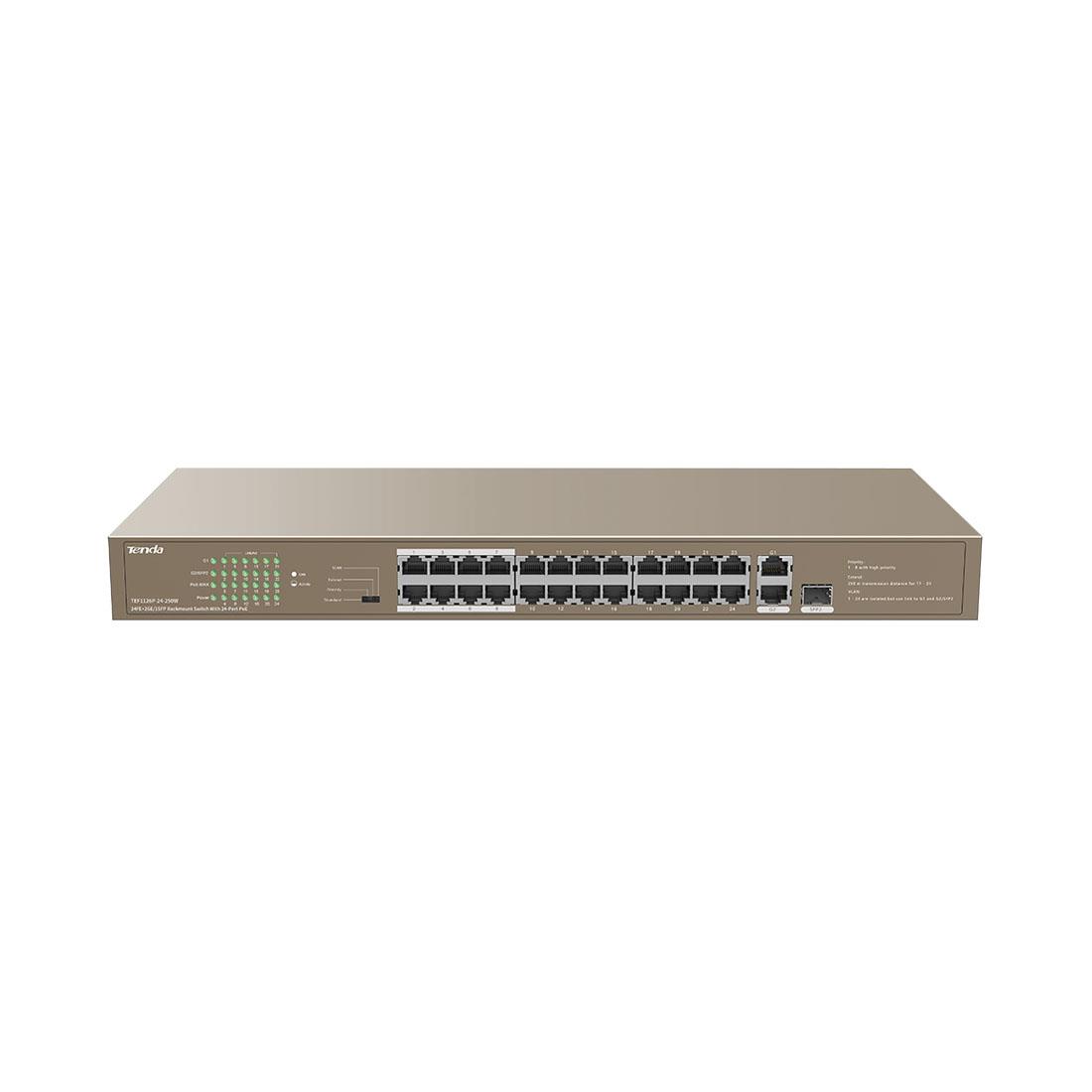 6932849431681 Switch niezarządzalny Tenda TEF1126P-24-250W 24-port Ethernet Switch 10/100 Mb/s PoE 250W Rack  - Incom Group
