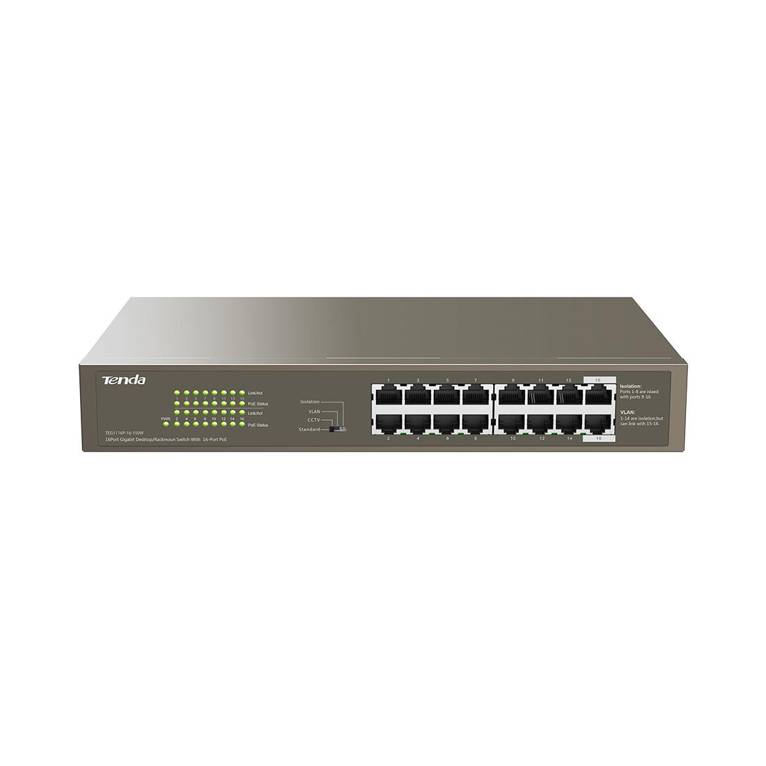 Switch zarządzalny Tenda TEG1116P-16-150W  16-port 1GbE PoE 150W  - Incom Group
 6932849431360