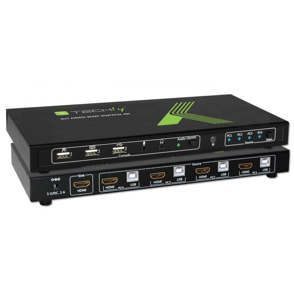 Przełącznik KVM Techly 4-portowy HDMI/USB 4x1 z Audio 4K*60Hz  - Incom Group
 8054529028702