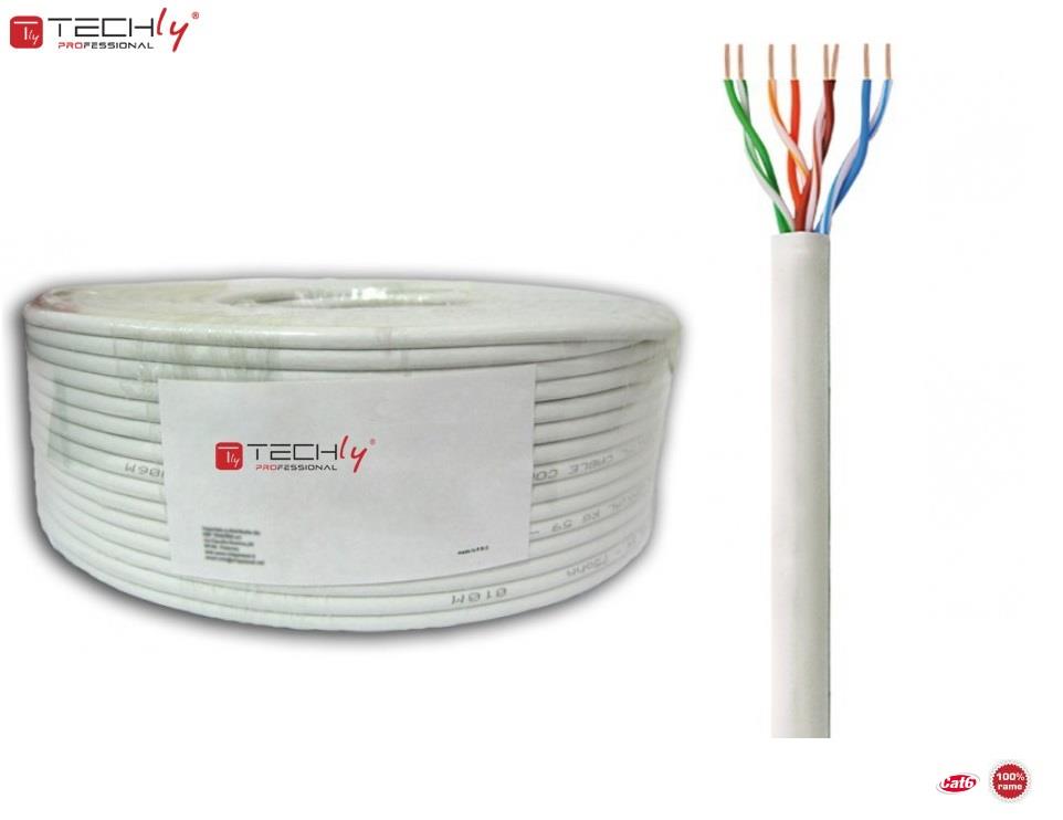  - Incom Group
 8054529028146 Kabel instalacyjny TechlyPro skrętka Cat6 U/UTP drut 100% miedź LSZH/LSOH 100m, szary