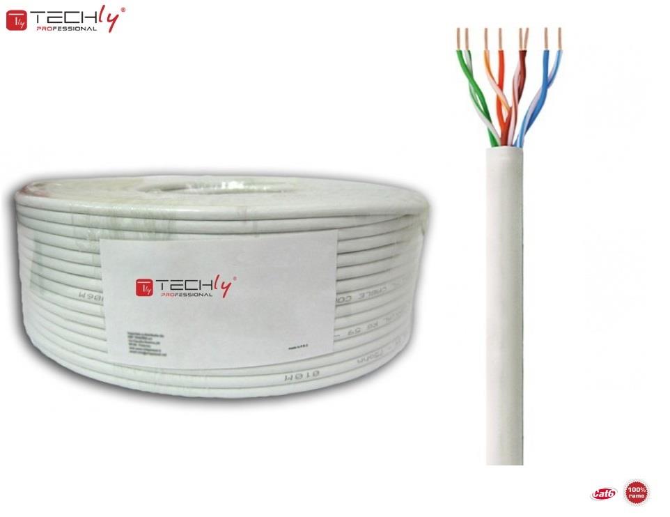 Kabel instalacyjny TechlyPro skrętka Cat6 U/UTP linka 100m, 100% miedź, szary  - Incom Group
 8054529028115