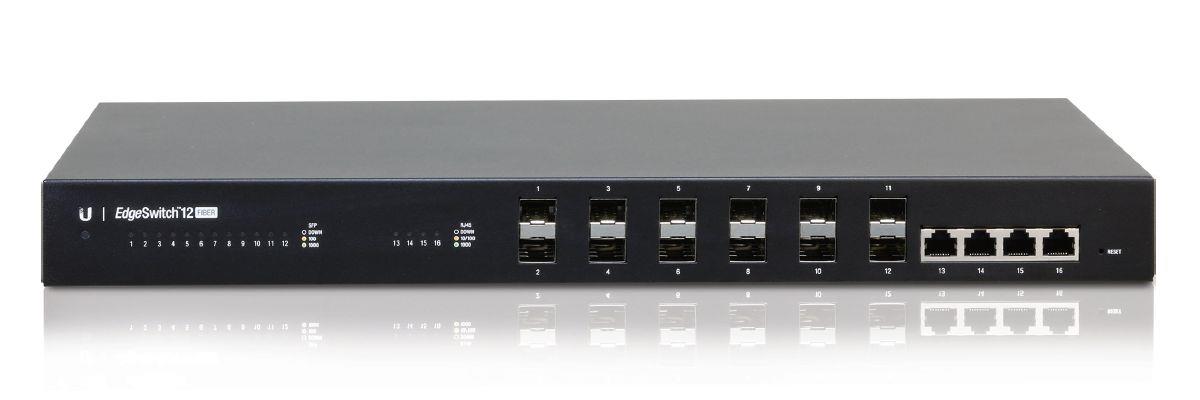 Switch zarządzalny UBIQUITI EdgeSwitch 12 Fiber 12x Gigabit SFP 4x Gigabit RJ45 0810354023606  - Incom Group
