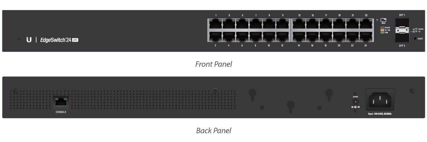 Switch zarządzalny UBIQUITI EdgeSwitch 24 Lite 24x100/1000 2xSFP 0810354022265  - Incom Group
