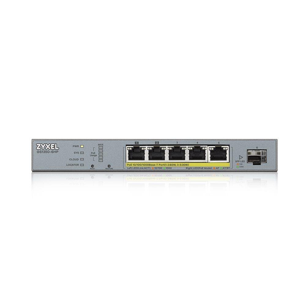  - Incom Group
 4718937604487 Switch zarządzalny Zyxel GS1350-6HP 5x10/100/1000 1xSFP PoE RJ45