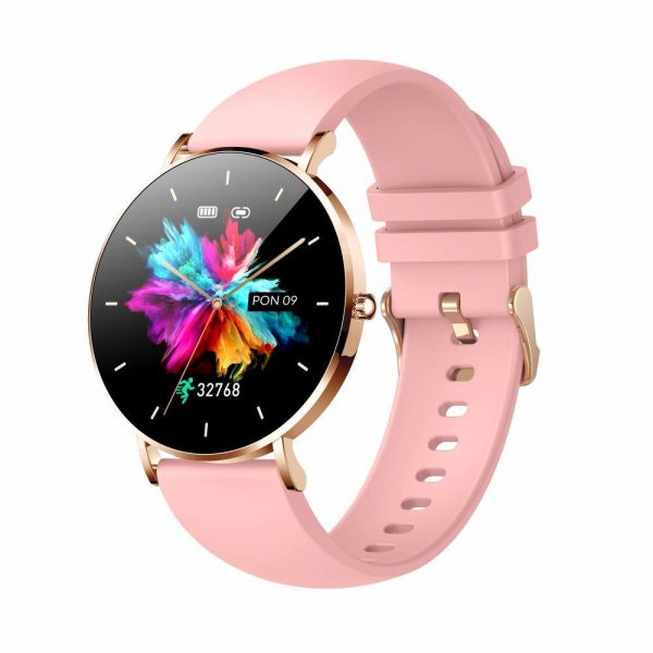 5902510673277 Smartwatch zegarek damski Manta Alexa różowy plus złoty pasek  - Incom Group
