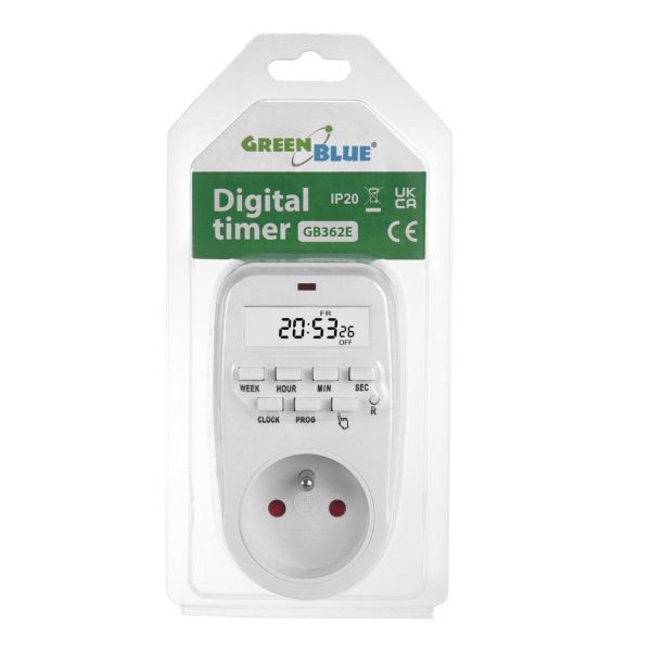  - Incom Group
 Włącznik czasowy timer cyfrowy GreenBlue GB362 E, max. obciążenie 16A, IP20 5902211133872